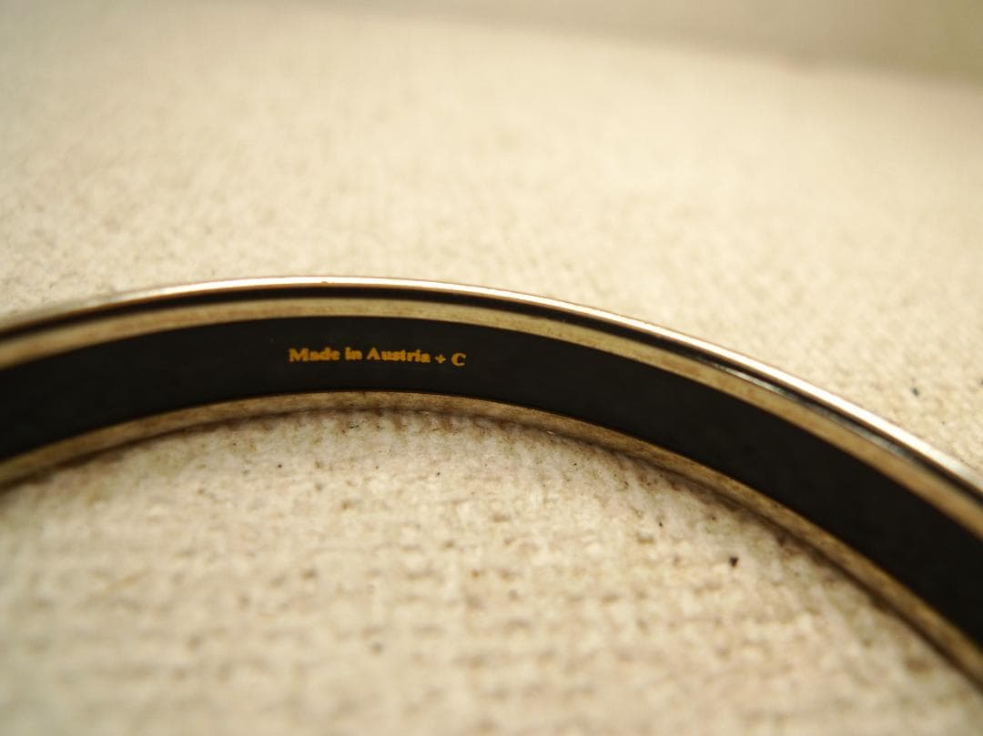 HERMES ネイビーシルバー馬模様 バングル