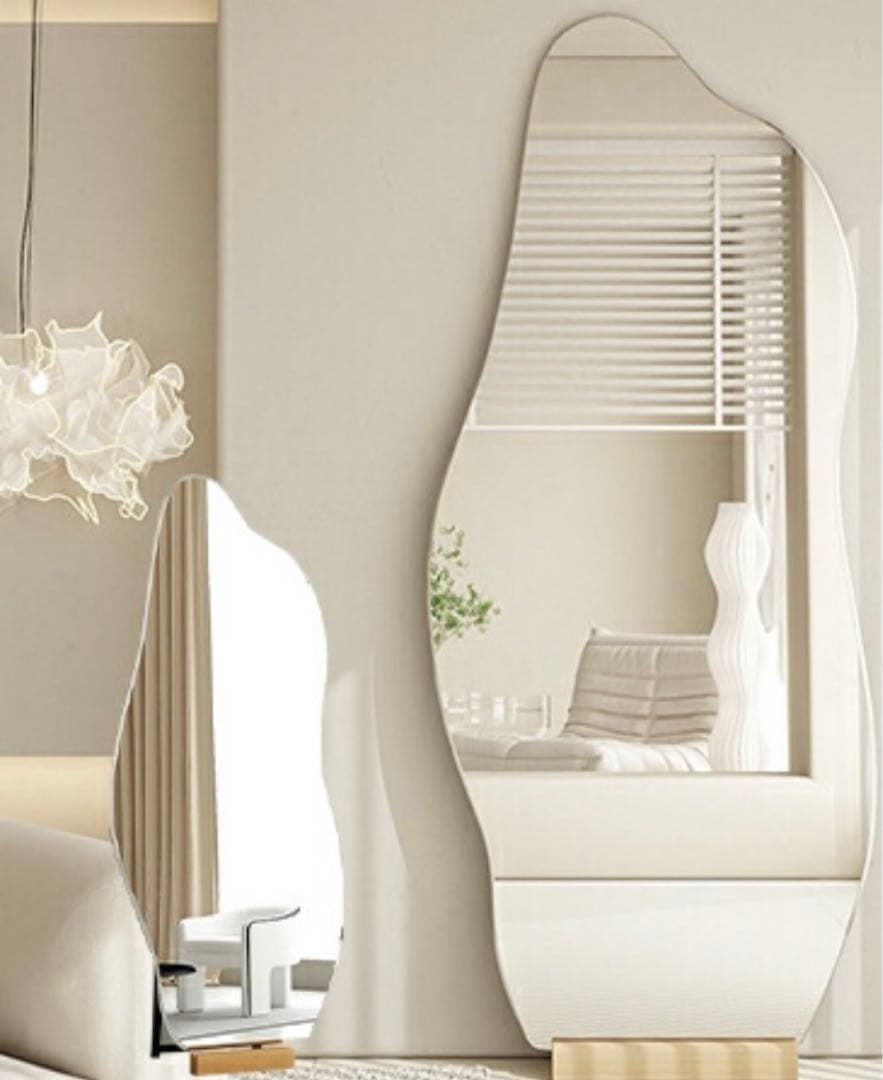 ウェーブミラー 全身鏡 姿見鏡 スタンドミラー 160x60cm