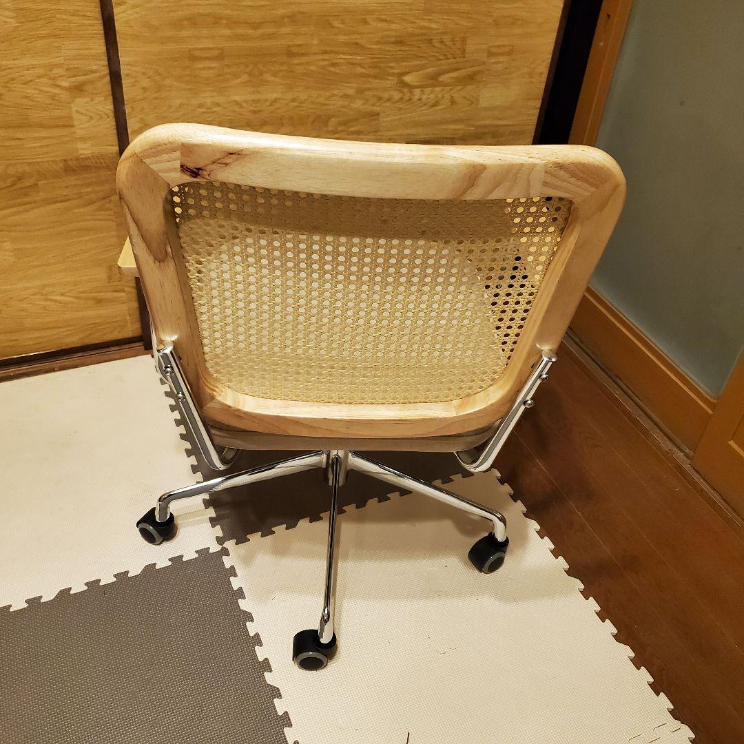 【美品】LOWYA ラタン調デスクチェア キャスター代替品
