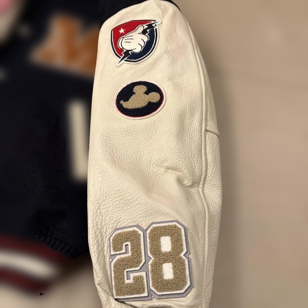 ディズニー/コラボ/AVIREX/スタジャン/切替/レザー/ミッキー/L