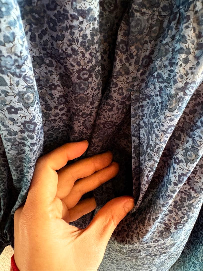 LIBERTY リバティ　ハンドメイド　ワンピース　ブルー　青　handmade