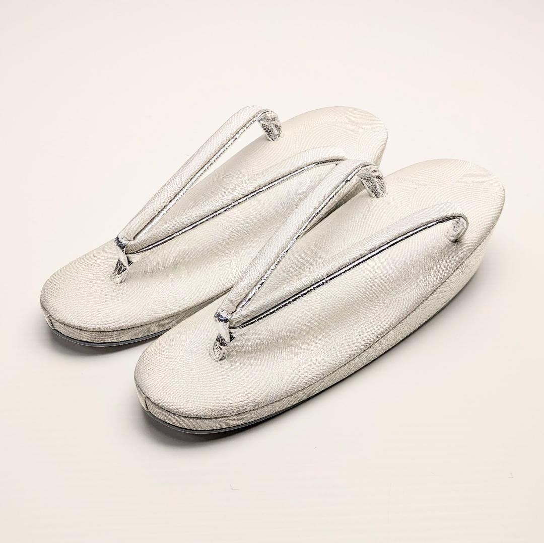 和装 草履バッグセット フォーマル 帯地 シルバー Lサイズ wsale