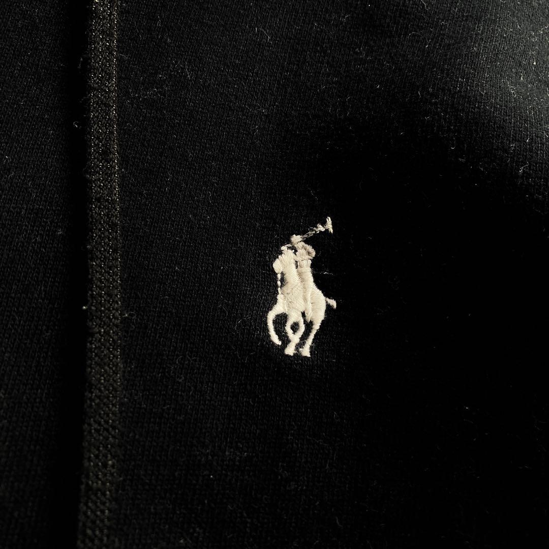 ポロラルフローレン ジップアップパーカー M ホース刺繍 裏起毛 ブラック￼ 黒