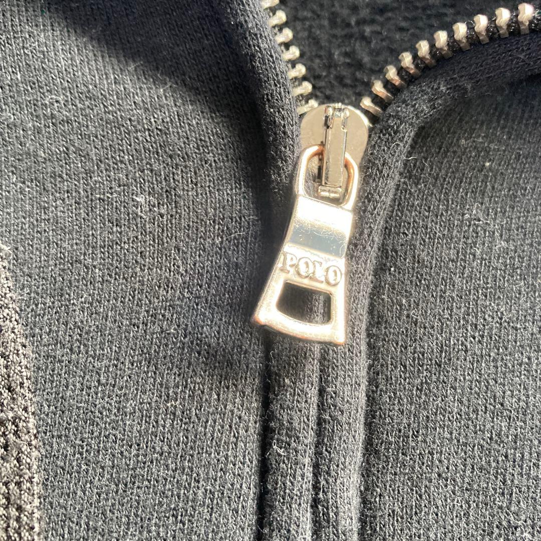 ポロラルフローレン ジップアップパーカー M ホース刺繍 裏起毛 ブラック￼ 黒