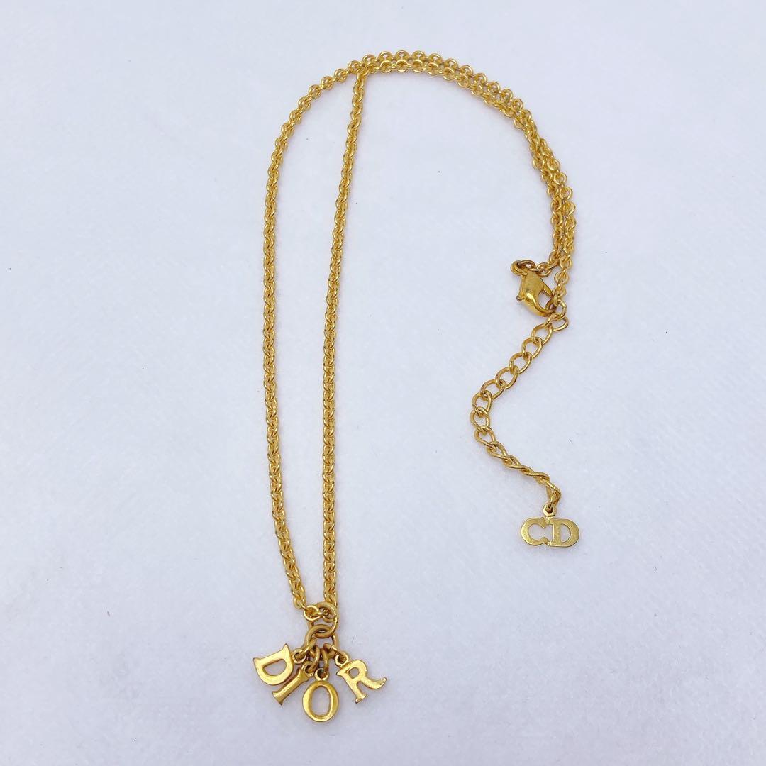 3227◯ DIORゴールド アルファベットチャーム ネックレス