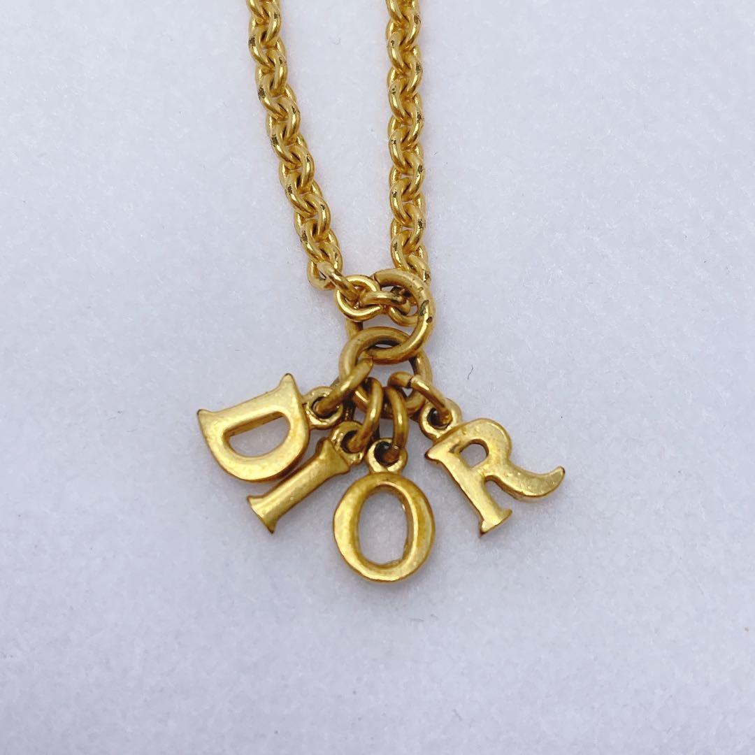 3227◯ DIORゴールド アルファベットチャーム ネックレス