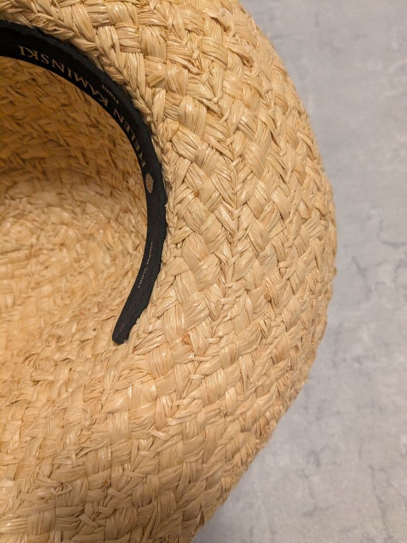 美品 ヘレンカミンスキー クラシック5 リボン ラフィアハット 麦わら帽子