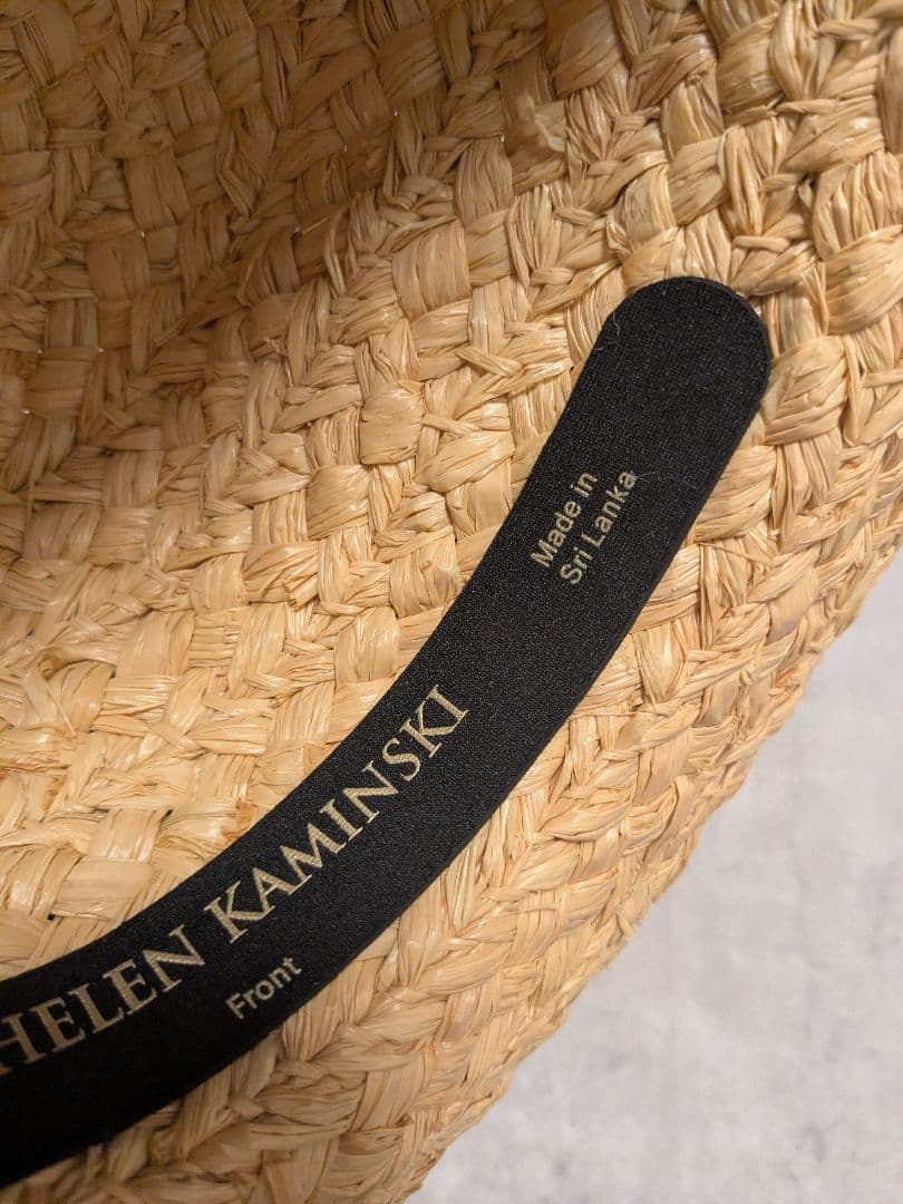 美品 ヘレンカミンスキー クラシック5 リボン ラフィアハット 麦わら帽子