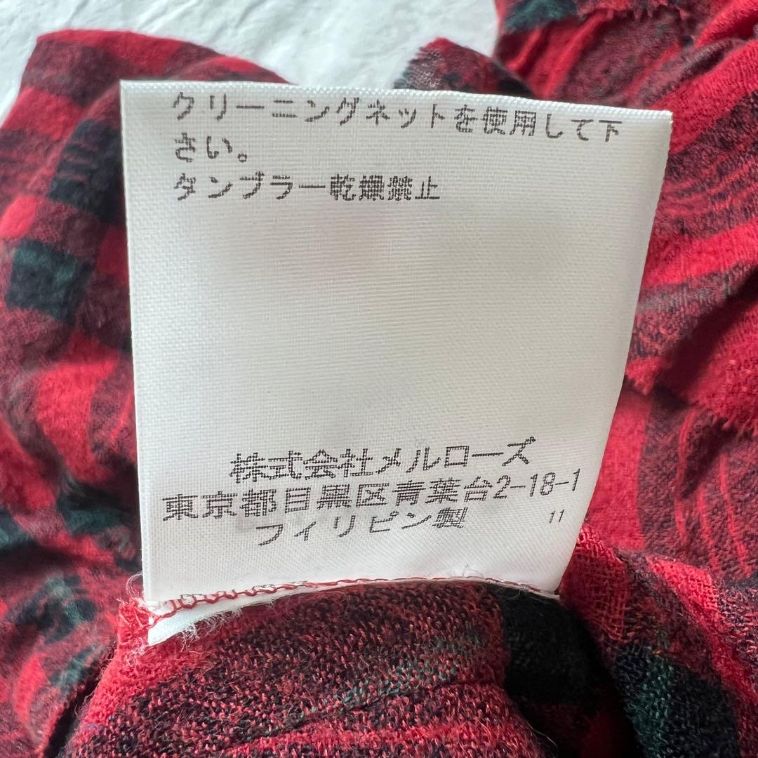 【高級】PINK HOUSE カットソー ノースリーブ チェック レッド フリル