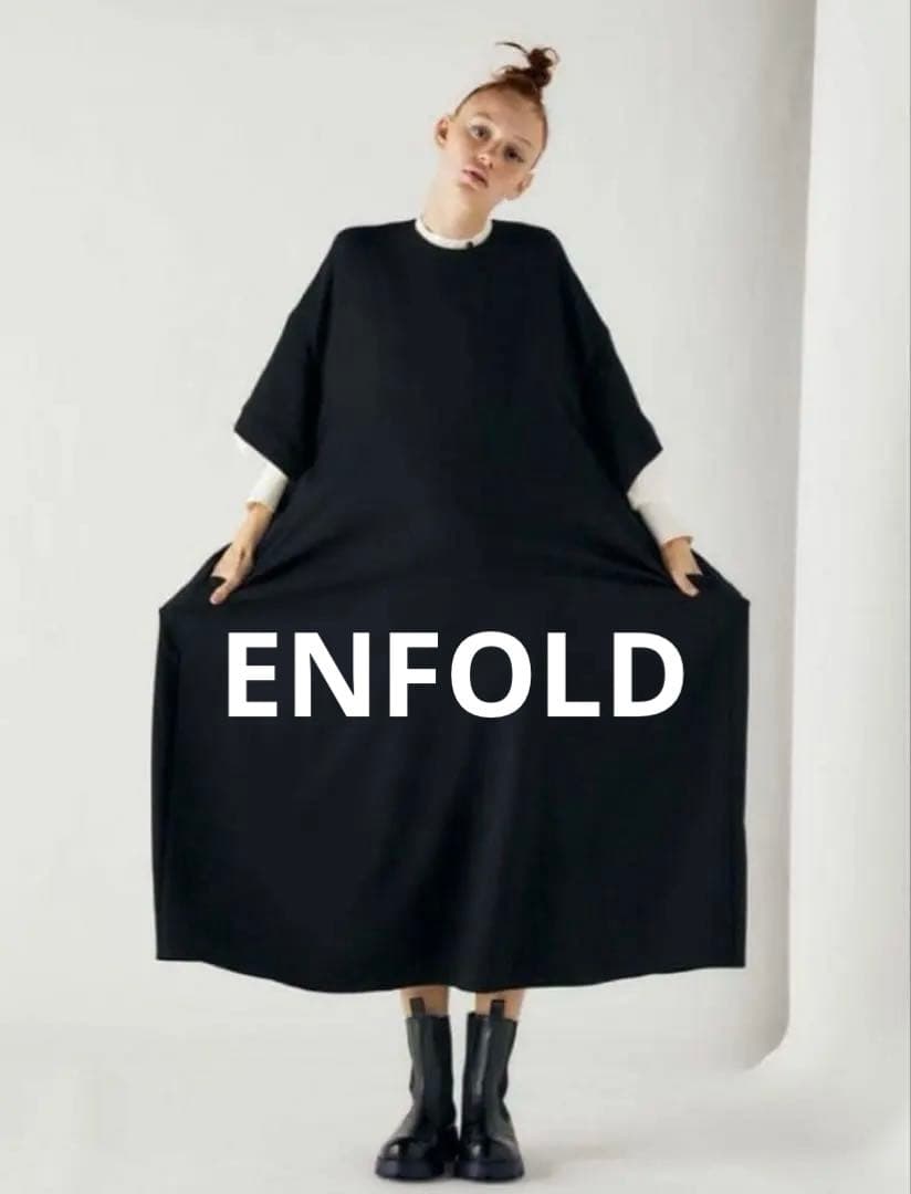 ダブルクロス 5分袖 ドレス ロングワンピース　　エンフォルド