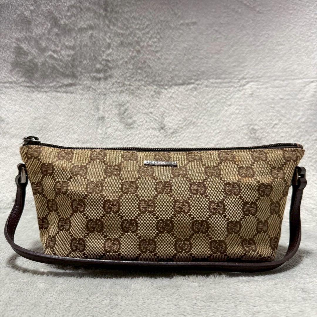 バッグ Gucci GG Accessory Pouch Leather Brown