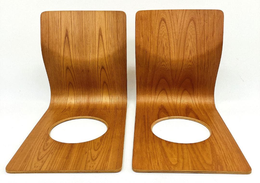 Tendo 天童木工 座椅子 2脚セット 藤森健次 曲げ木 ケヤキ板目 曲木②