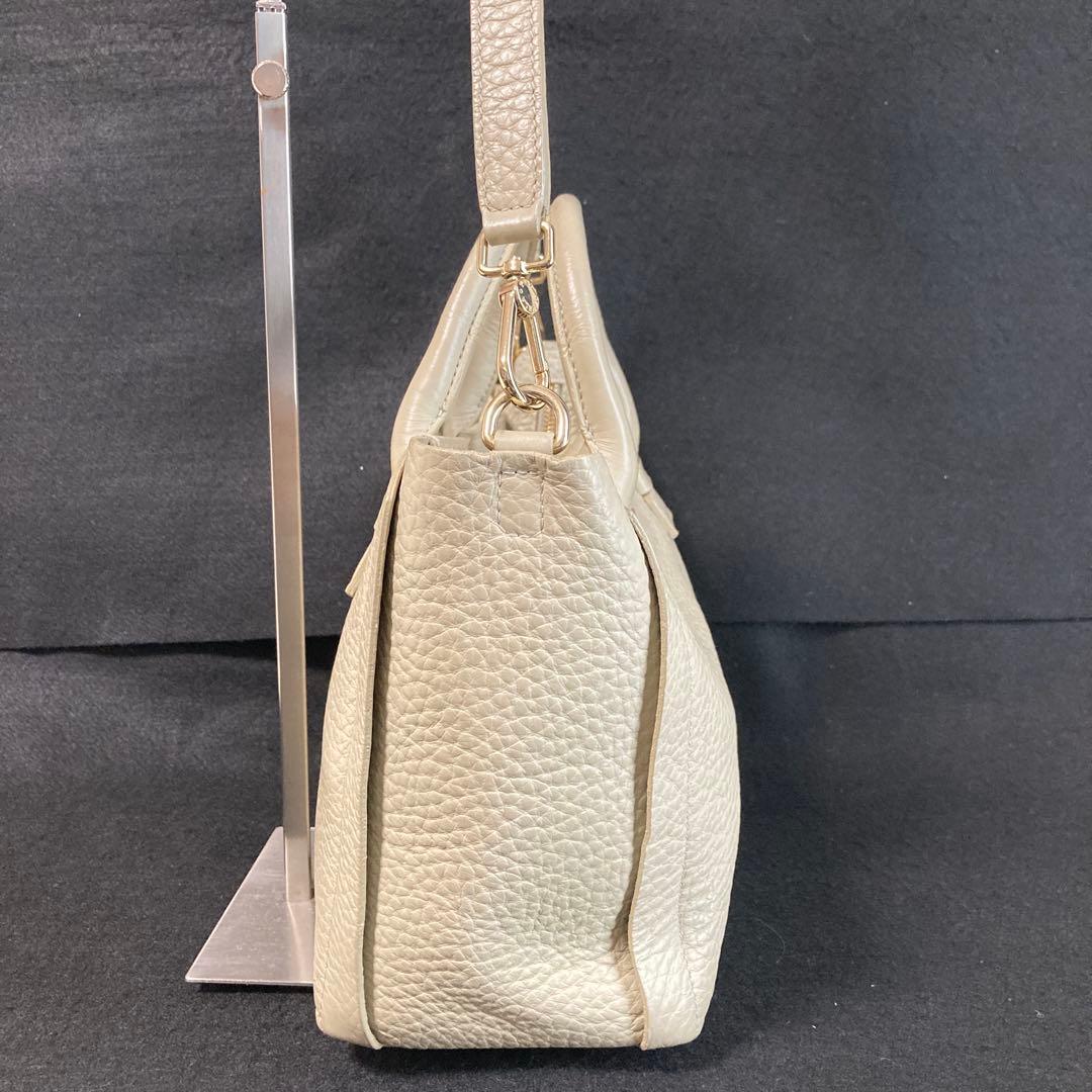 美品　フルラ　カプリッチョS 2wayバッグ　シボ革　グレージュ　イタリア製