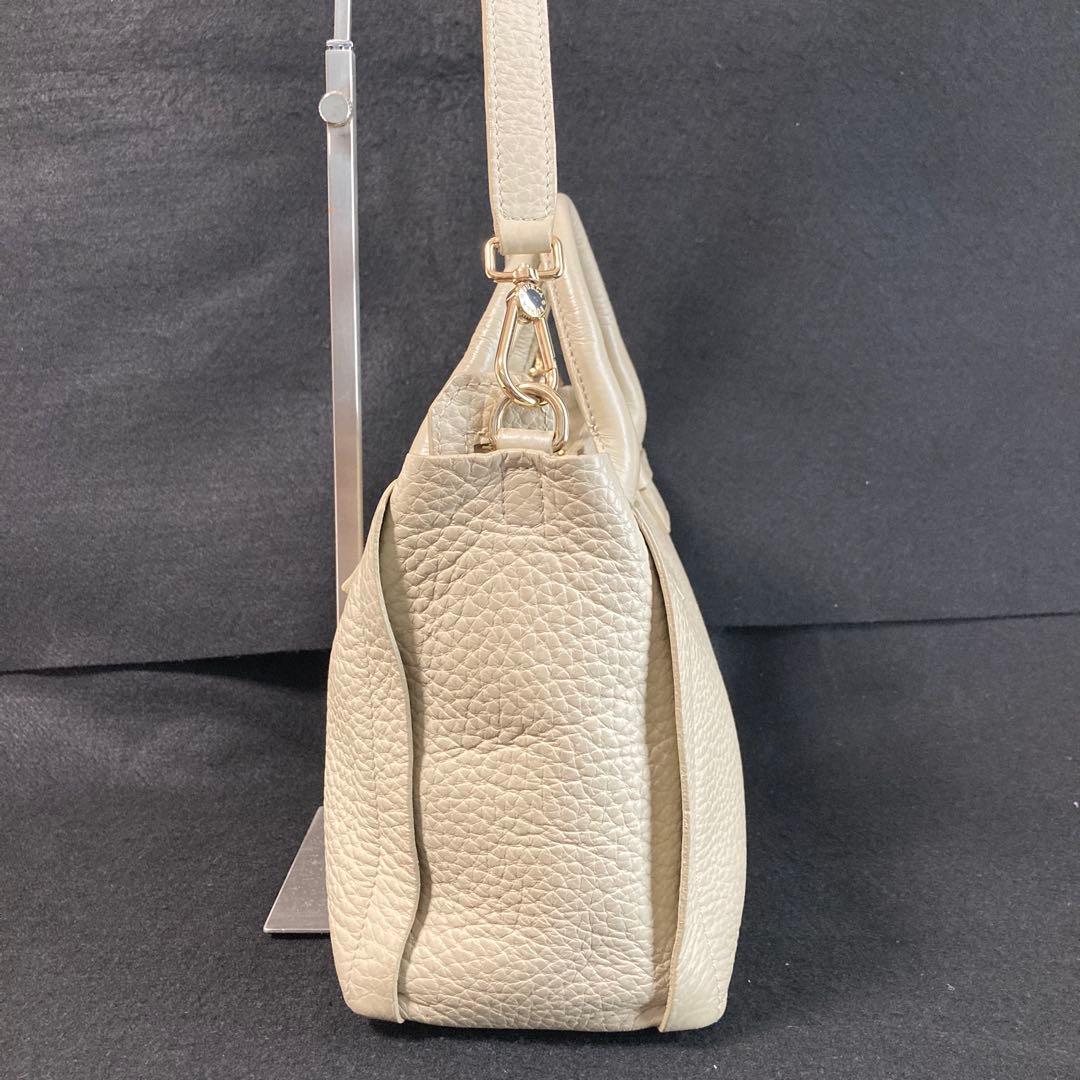 美品　フルラ　カプリッチョS 2wayバッグ　シボ革　グレージュ　イタリア製