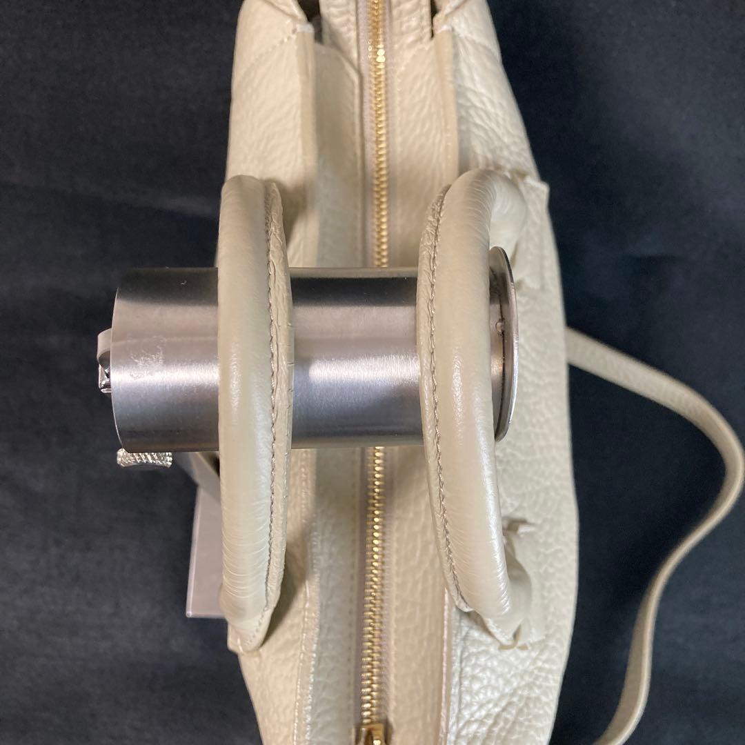 美品　フルラ　カプリッチョS 2wayバッグ　シボ革　グレージュ　イタリア製