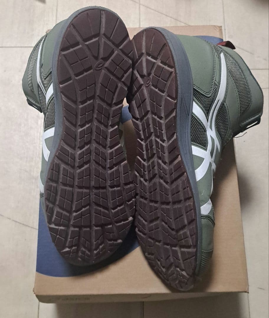 【美品】アシックス安全靴 BOA 26㎝ハイカット CP214 カーキ×ホワイト