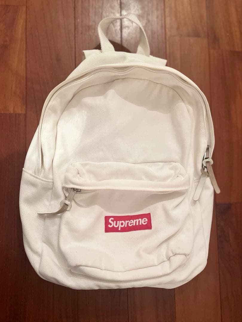SUPREME シュプリーム　リュック　バックパック　白　キャンパス