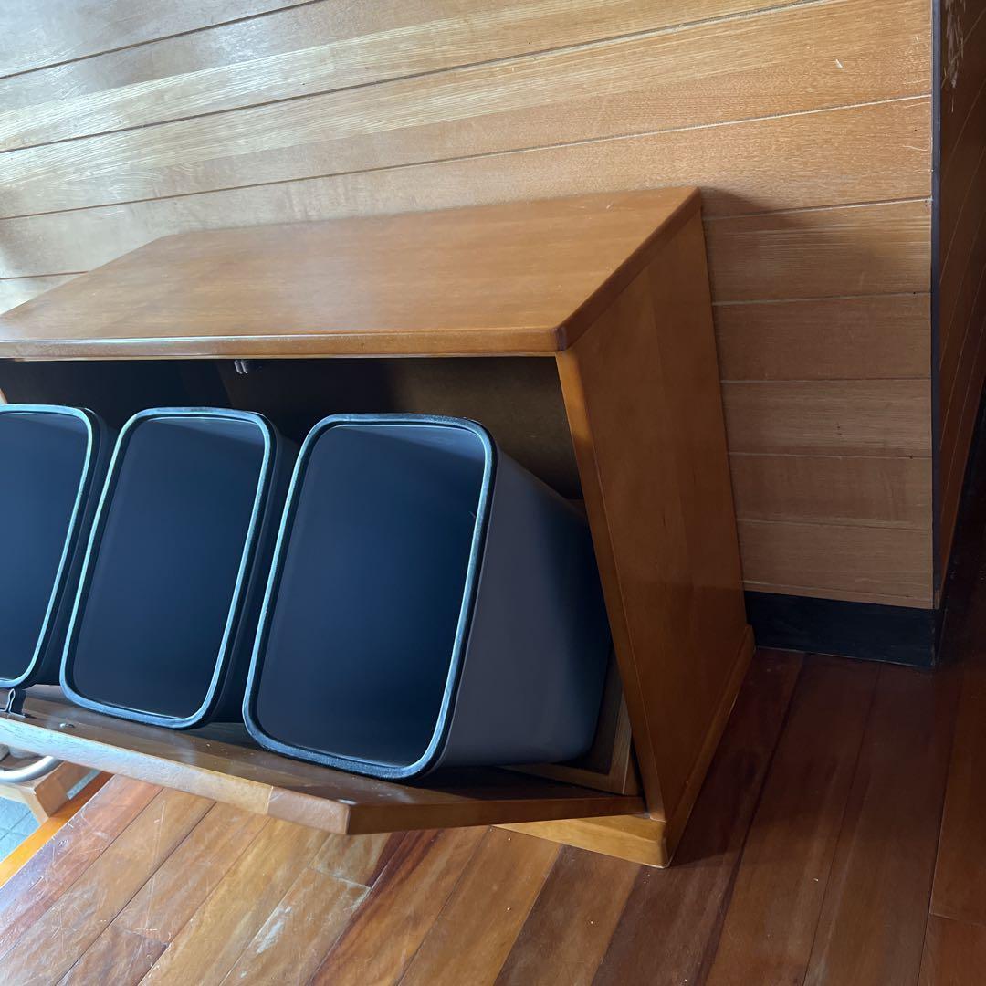 テンテテレトロ 昭和 ダストボックス 3連 木製 アンティーク