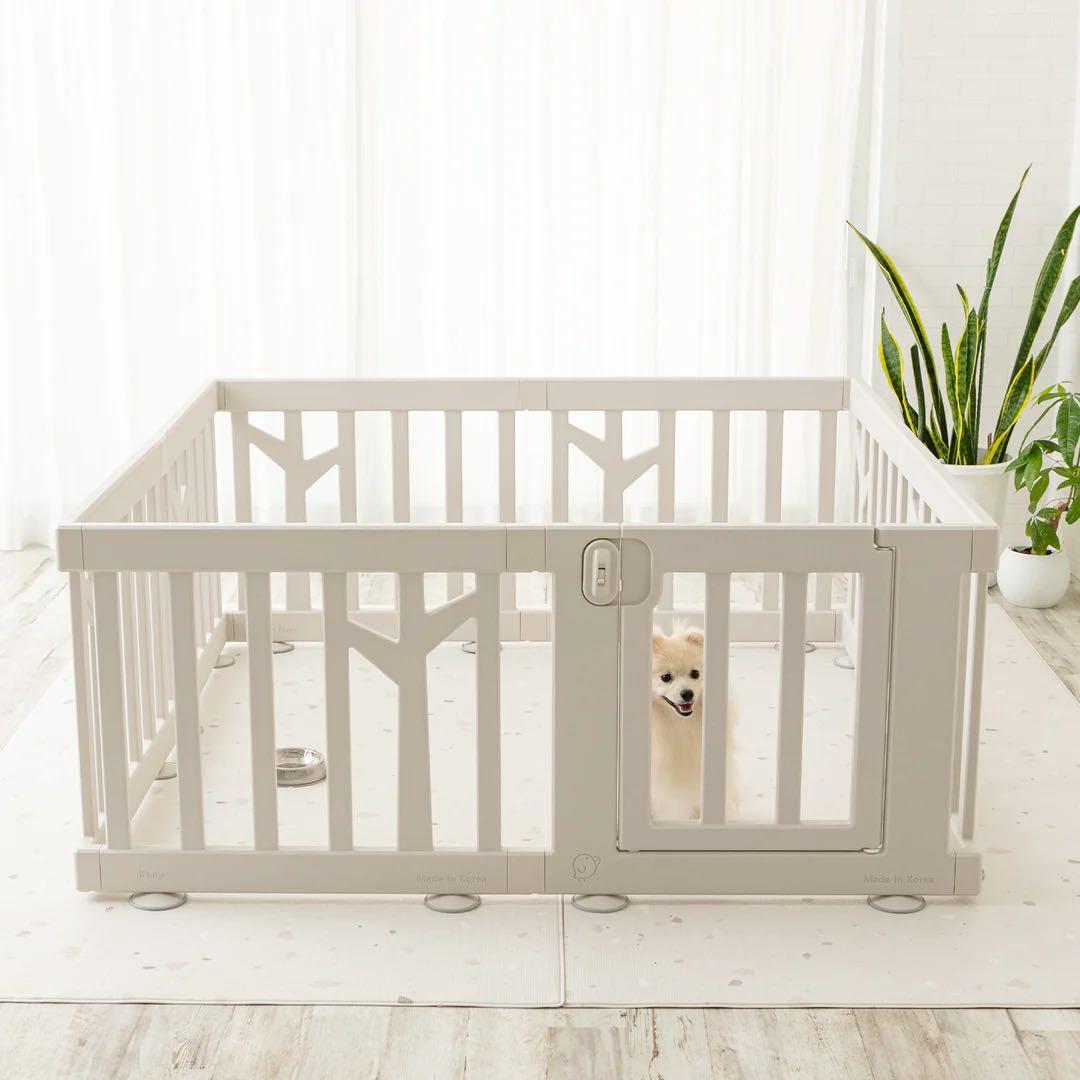 【美品】ifamベビーサークル(ペット)BIRCH ドア付き8枚セット ホワイト