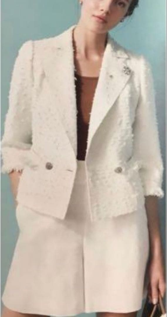 FOXEY スノーフレーク　ジャケット　ホワイト　ツイード　38