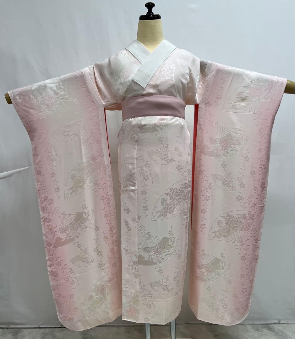 振り袖　フルセット　別誂長襦袢付　金彩加工　刺繍　銀通し　全通袋帯　紫　732