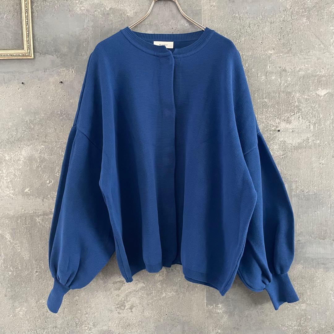 SOLAMONAT(ソラモナ) ウエハースニットワイドカーディガン ブルー
