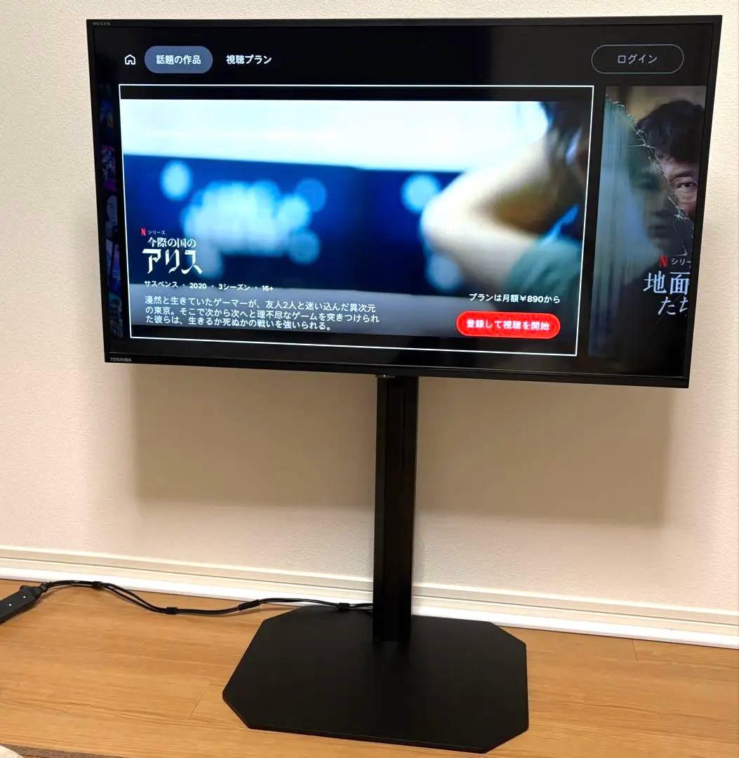 【限定出品】東芝REGZAテレビ40インチ　オクタのスタンド付(リモコン有)