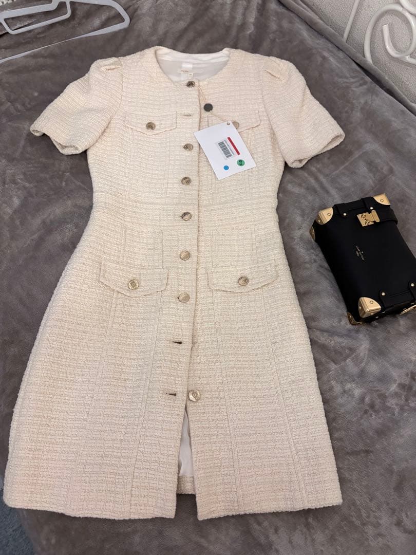 maje アイボリー ひざ丈ワンピース 36