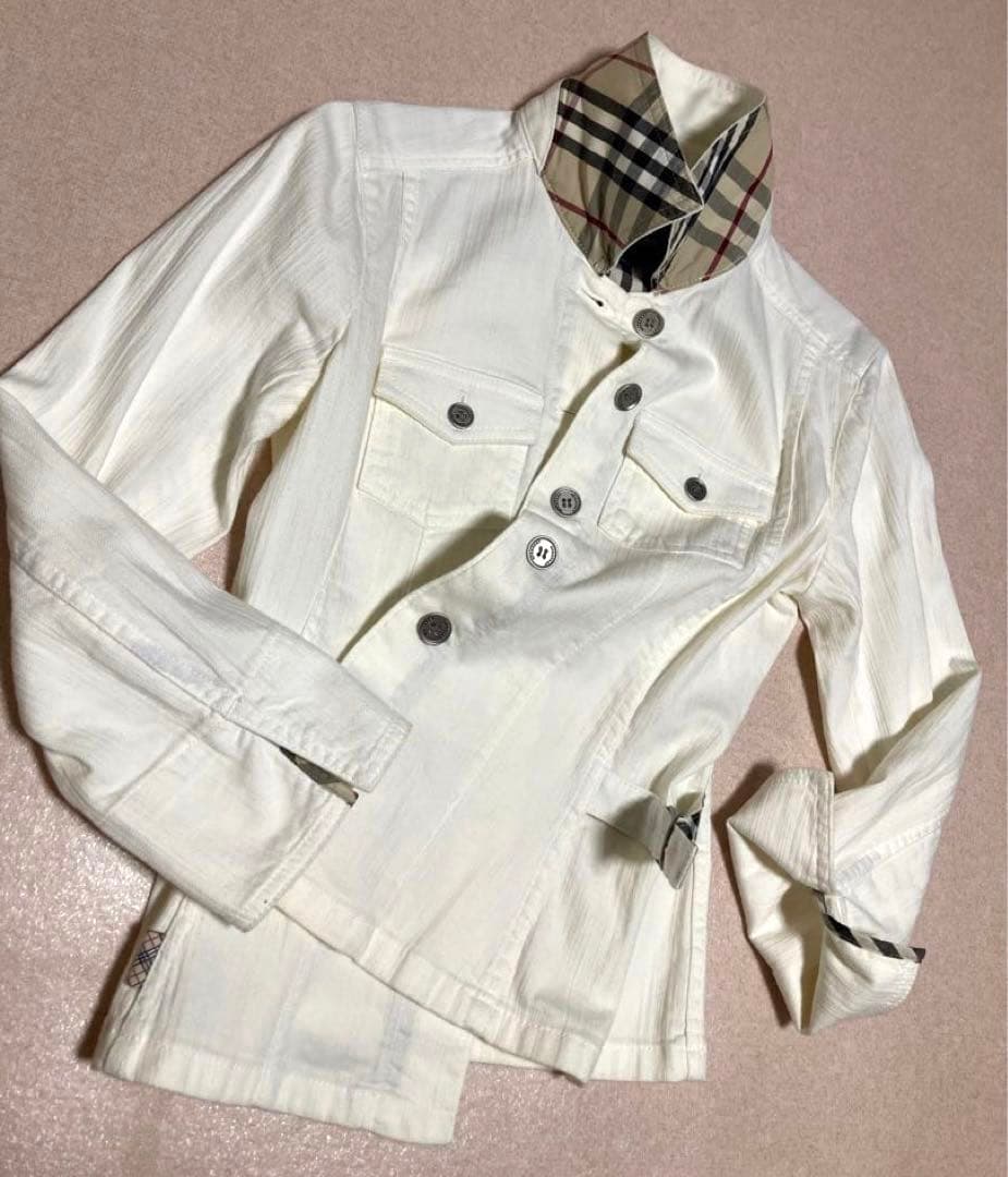 美品 BURBERRY LONDON ホワイト デニム ジャケット ノバチェック