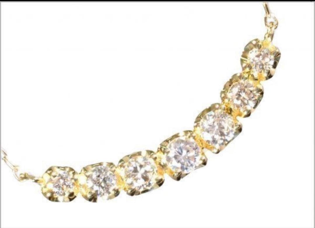 激安価格! 1CT 迫力な7連 ダイヤモンド ネックレス K18 18金製