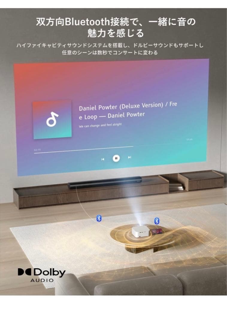 プロジェクター小型家庭用4K対応 360回転スタンド付 6759