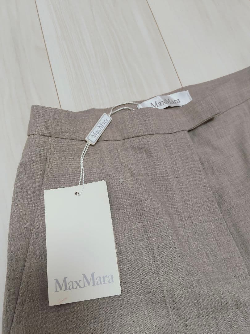 タグ付新品☆　マックスマーラ　ウール　パンツ　スラックス　グレーベージュ