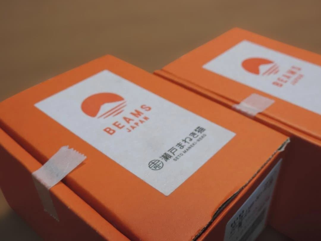 BEAMS JAPAN　まねき猫別3号　右左　藍＆橙色　未使用品開封　391K〇