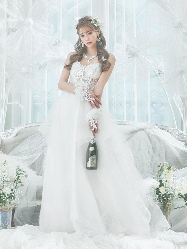 Sugar【Lip line】 スパンコール刺繍ロングドレス　ホワイト/Sサイズ