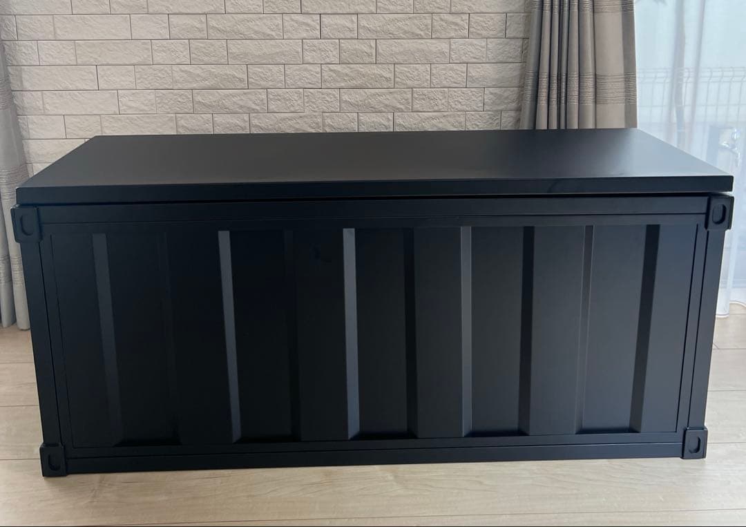 未使用！大容量 スチール製 収納ボックス 蓋付き 完成品！ブラック