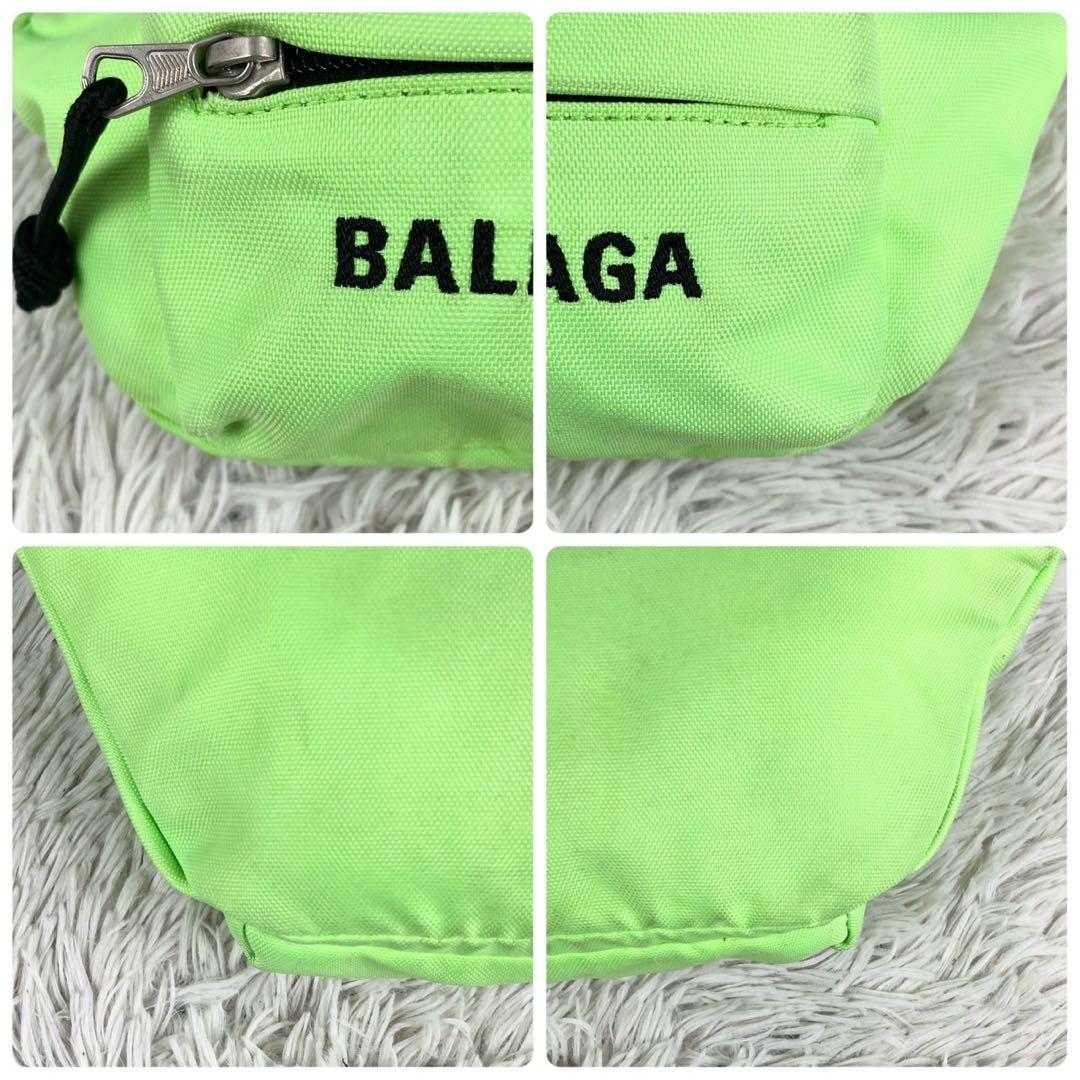 美品 バレンシアガ キャンバス ウエストバッグ ロゴ型押し ファスナー 緑