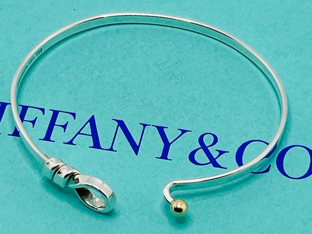 c630 美品　ティファニー　ラブノット　フック&アイ　バングル　750/925