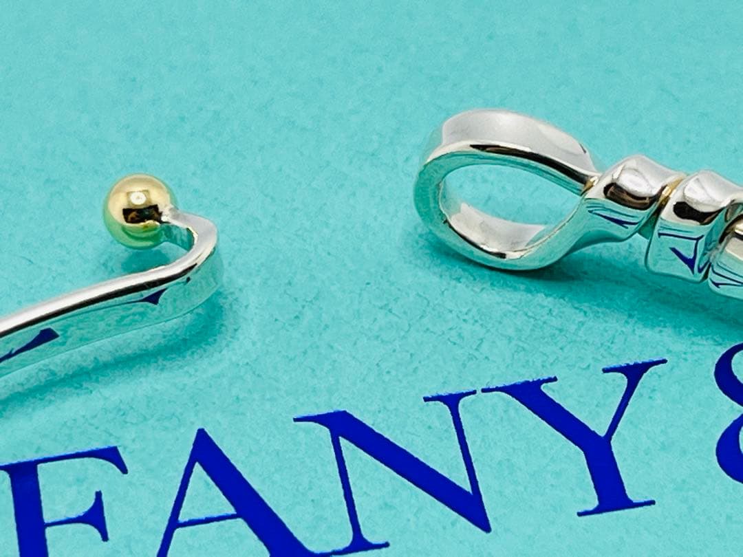 c630 美品　ティファニー　ラブノット　フック&アイ　バングル　750/925