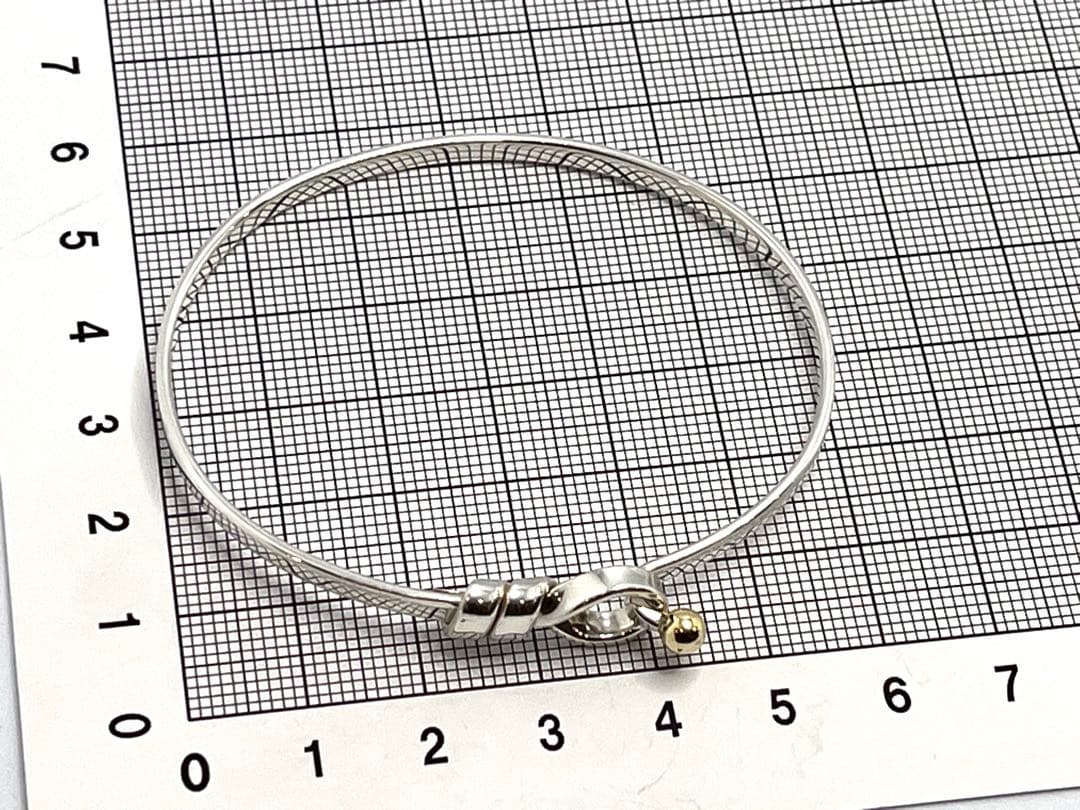 c630 美品　ティファニー　ラブノット　フック&アイ　バングル　750/925