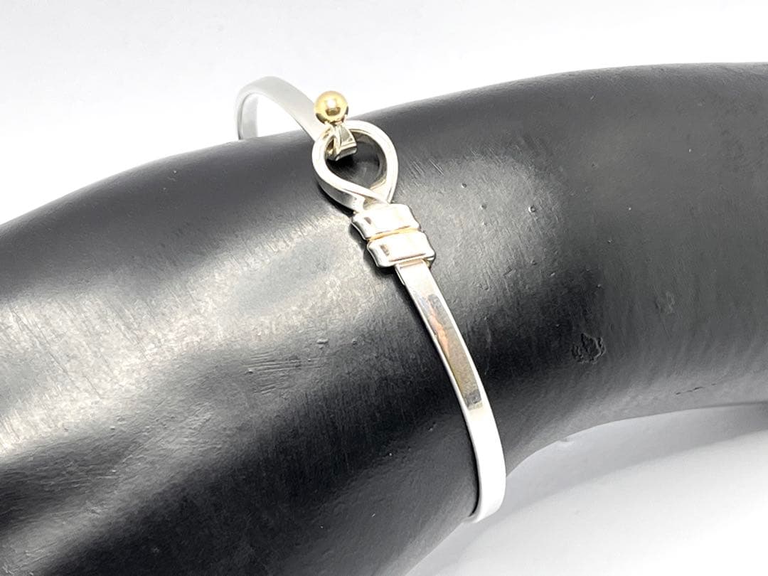 c630 美品　ティファニー　ラブノット　フック&アイ　バングル　750/925