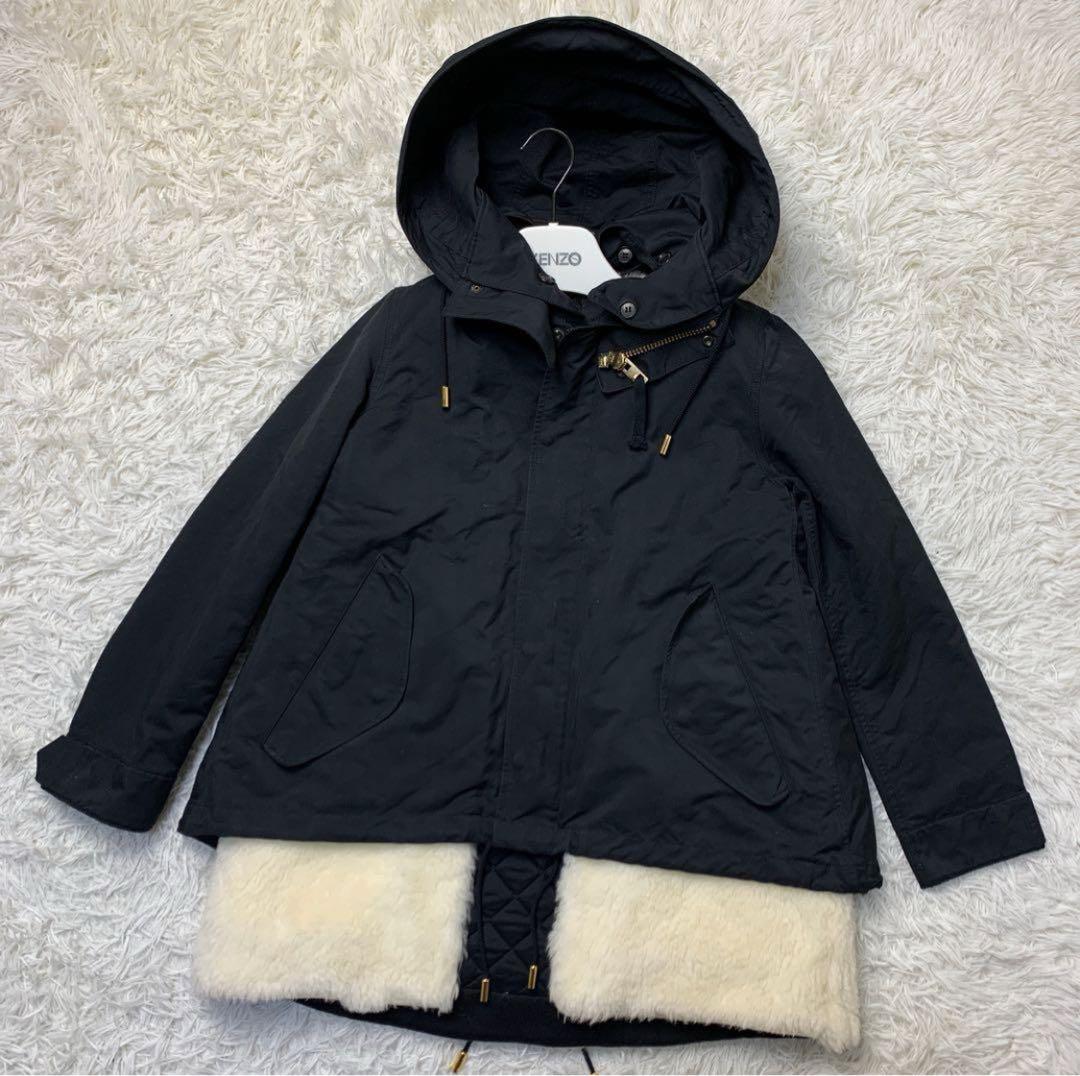 THE RERACS ボア付き ショートモッズコート ベスト ライナー ブラック