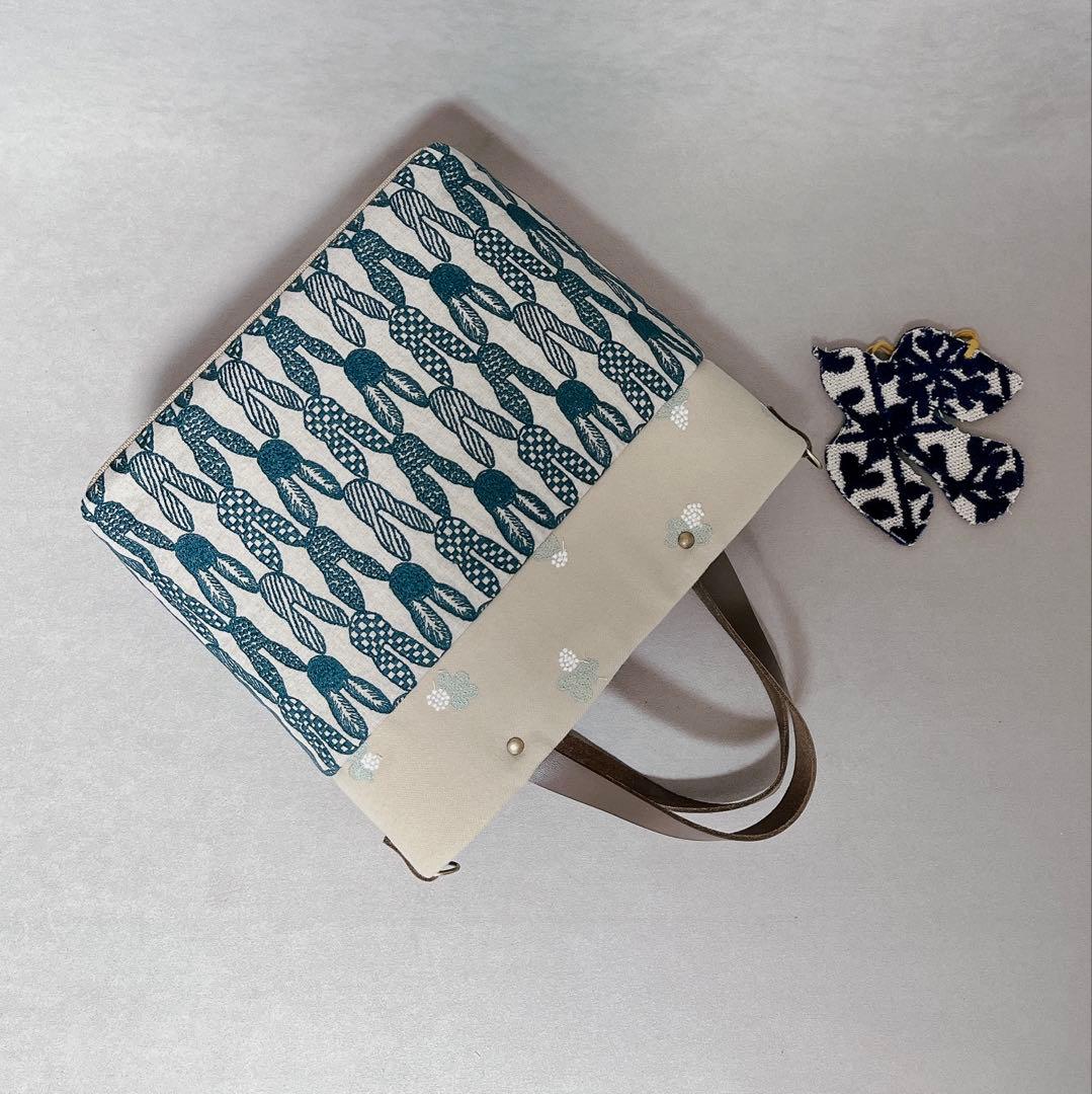 ハンドメイド　ミナペルホネン　きりかえトートバッグ⑅︎◡̈︎* Sサイズ