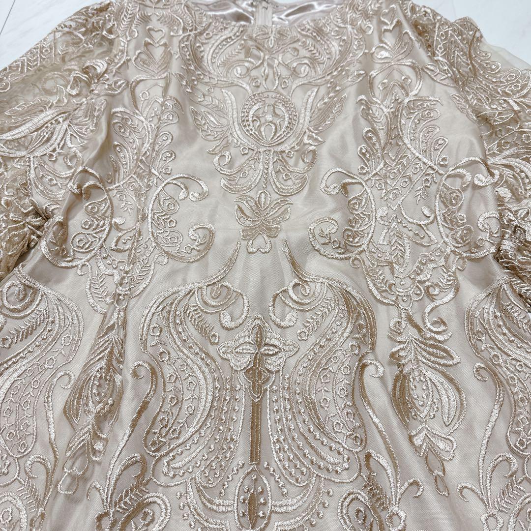 ハレモード エンブロイダリーコクーンドレス ベージュ 大きいサイズ 4L