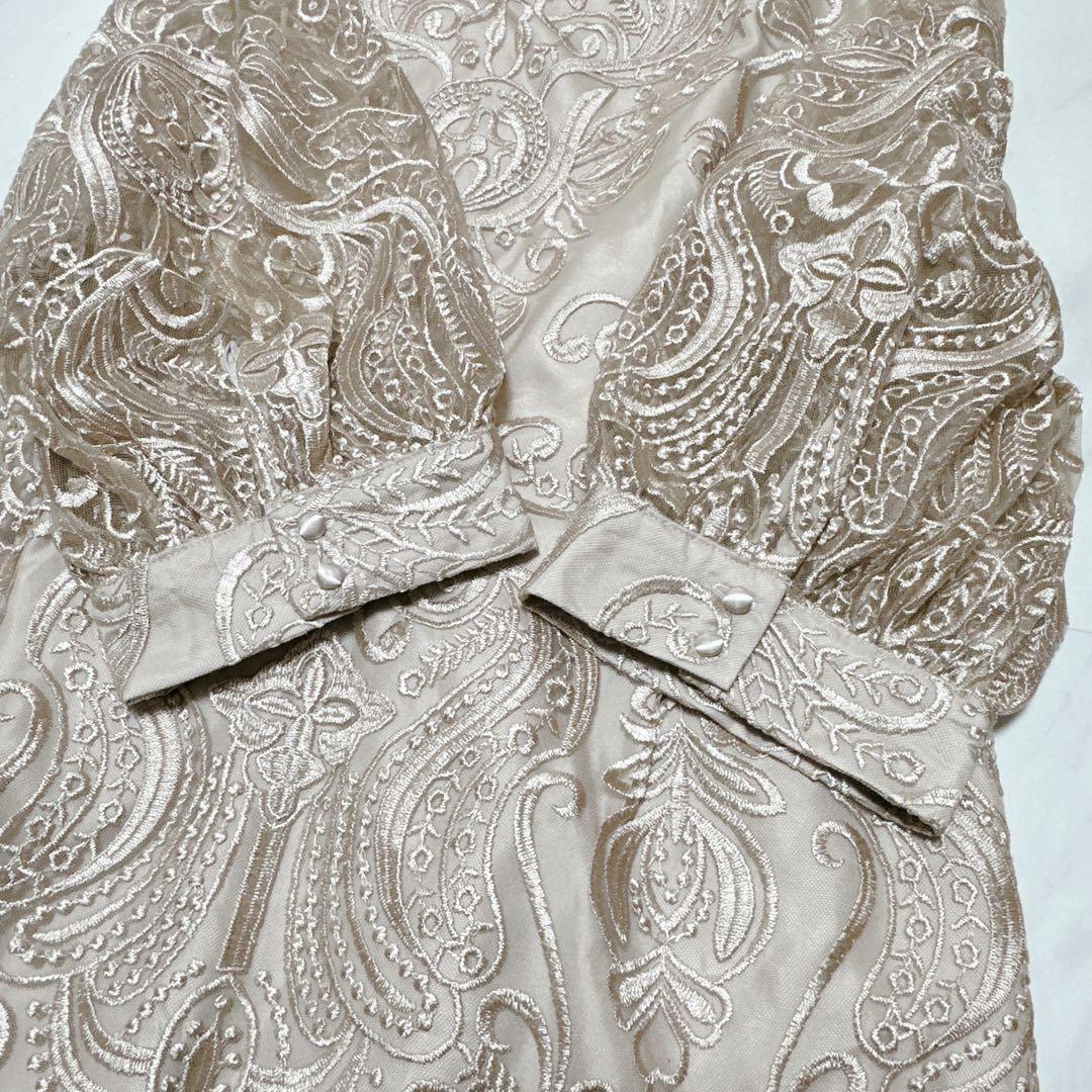 ハレモード エンブロイダリーコクーンドレス ベージュ 大きいサイズ 4L