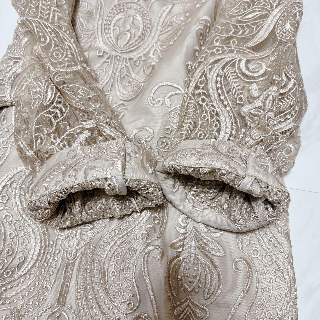 ハレモード エンブロイダリーコクーンドレス ベージュ 大きいサイズ 4L