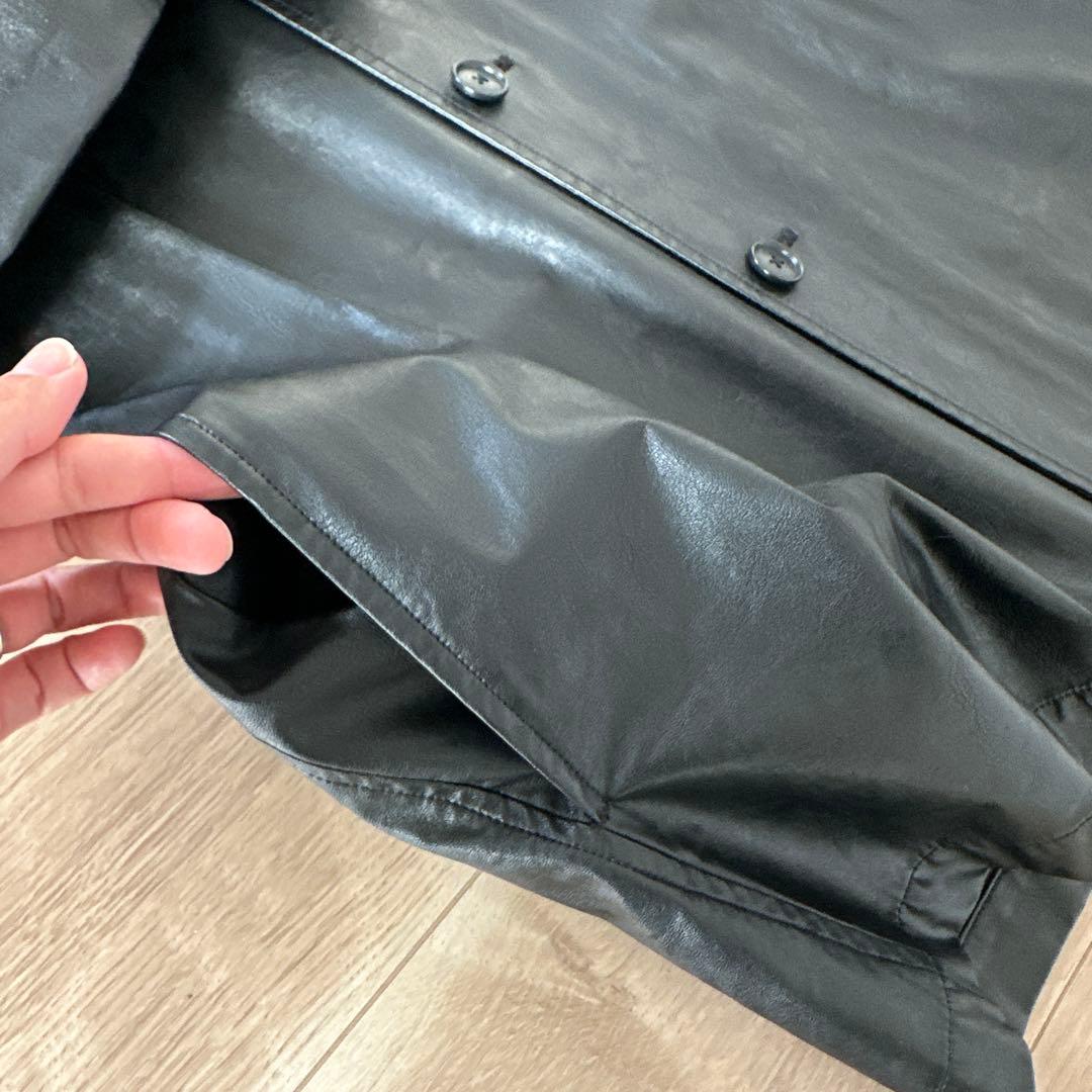 H BEAUTY&YOUTH ブラックレザーシャツジャケット