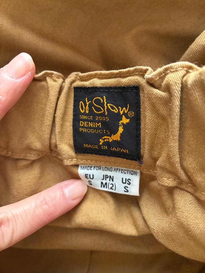 美品『オアスロウorslow』定番フレンチワークパンツ　２(M)　カーキ
