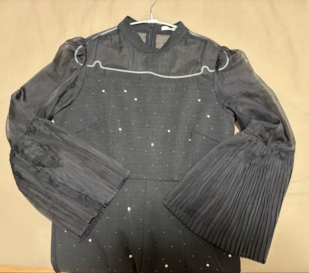 【soyu】LEJAパールビジュープリーツフレアスリーブマーメイドワンピー