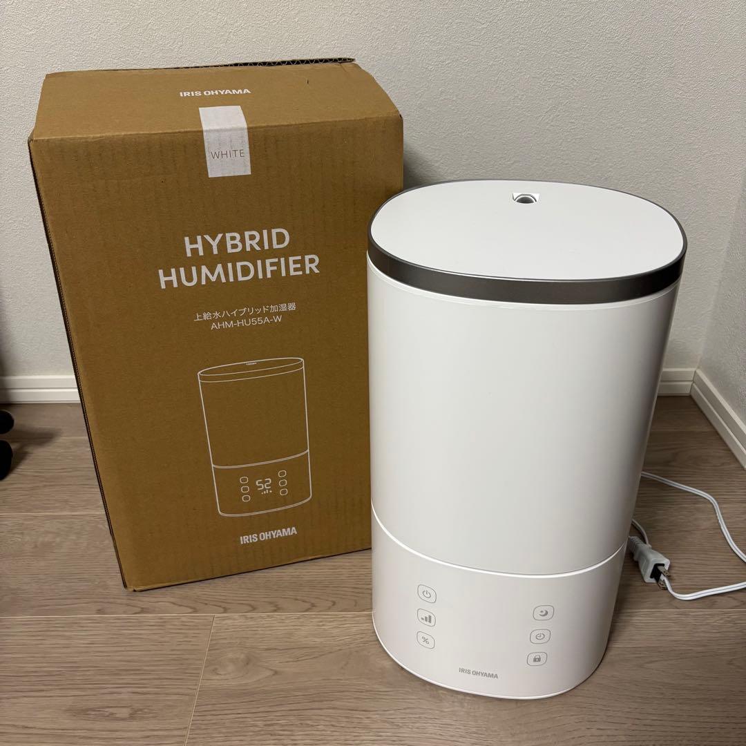 【美品】アイリスオーヤマ ハイブリッド加湿器 AHM-HU55A-W 2025年