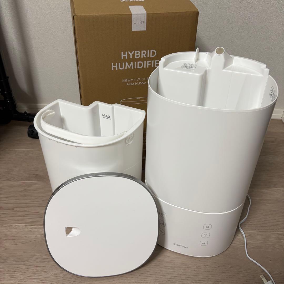 【美品】アイリスオーヤマ ハイブリッド加湿器 AHM-HU55A-W 2025年